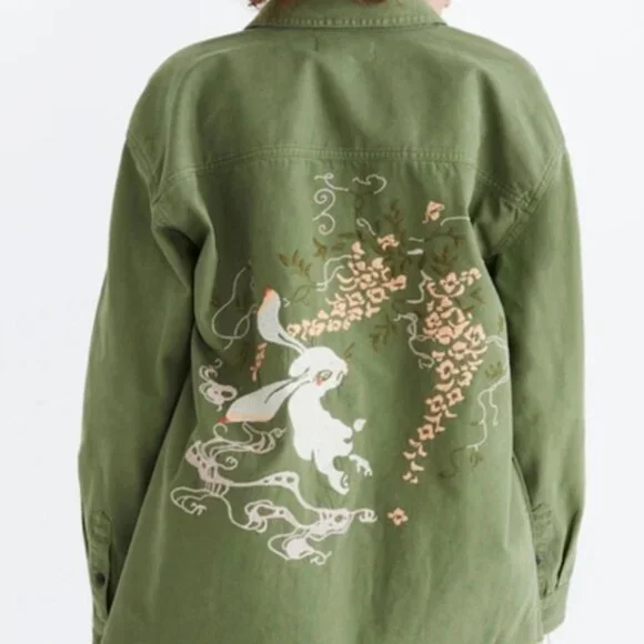 Embroidered Rabbit Shirt-Jacket - Picture 2 of 4